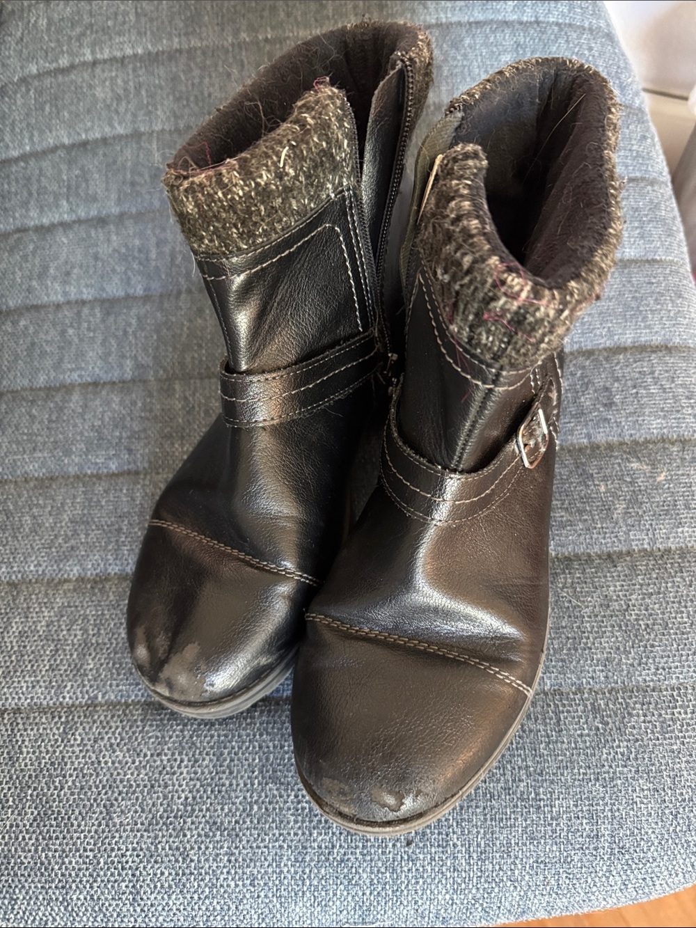 JSport by Jambu Black Ankle Boots with Knit Cuff